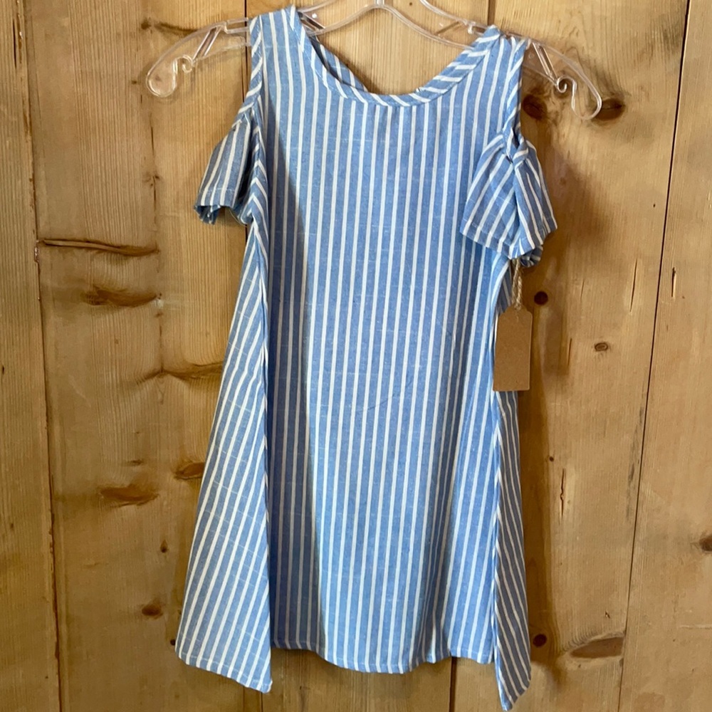 Girls sundress blue & white stripe